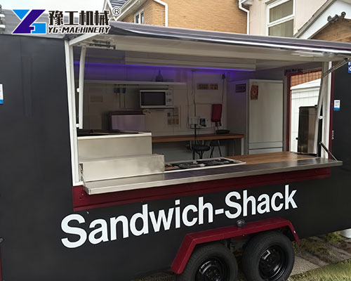 Compact street food sandwich trailer setup