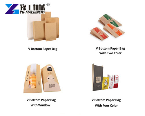 Finished paper bags from V bottom machine