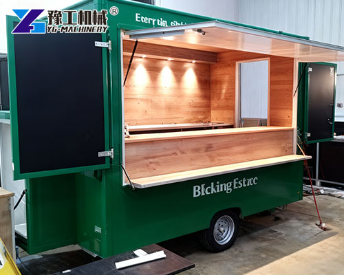 Street food trailer serving hot sandwiches and drinks