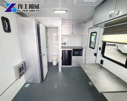 Portable office trailer interior workspace