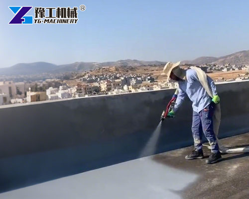 PU foam spray equipment working on roofing
