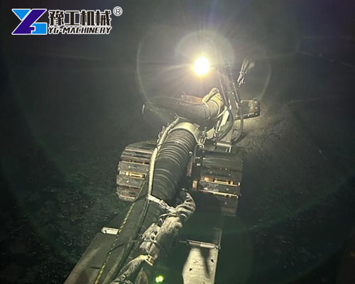 Robotic tank cleaning machine working inside tank