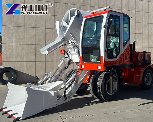 Self-loading concrete mixer for housing project