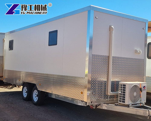Temporary office trailer with air conditioning