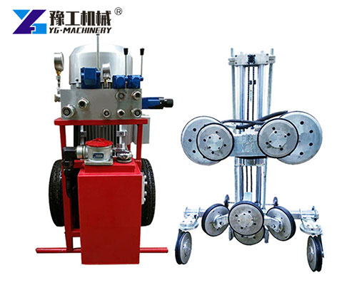 hydraulic wire saw machine cutting rock